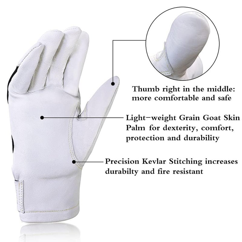 Intra-FIT TIG Welding Gloves with Short Cuff, Premium Grain Goatskin, Spark-Resistant Nomex Back, 1 Pair - Image 4